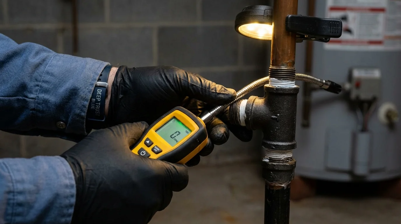 Gas leak detection with electronic sniffer by Johns Plumbing LLC in Vale